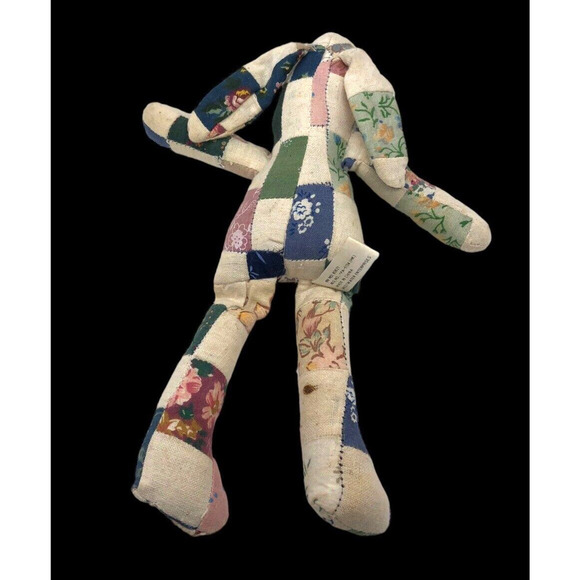 Quilted Bunny Rabbit Mini Westwater Patchwork Scrap Quilt Pcs Cottagecore Vtg 8" - Picture 3 of 10